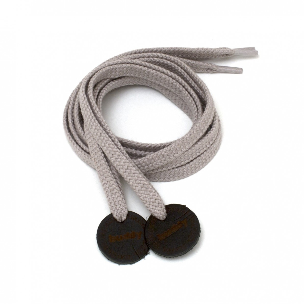 Shoelaces Grey with Leather patch buddy Natural