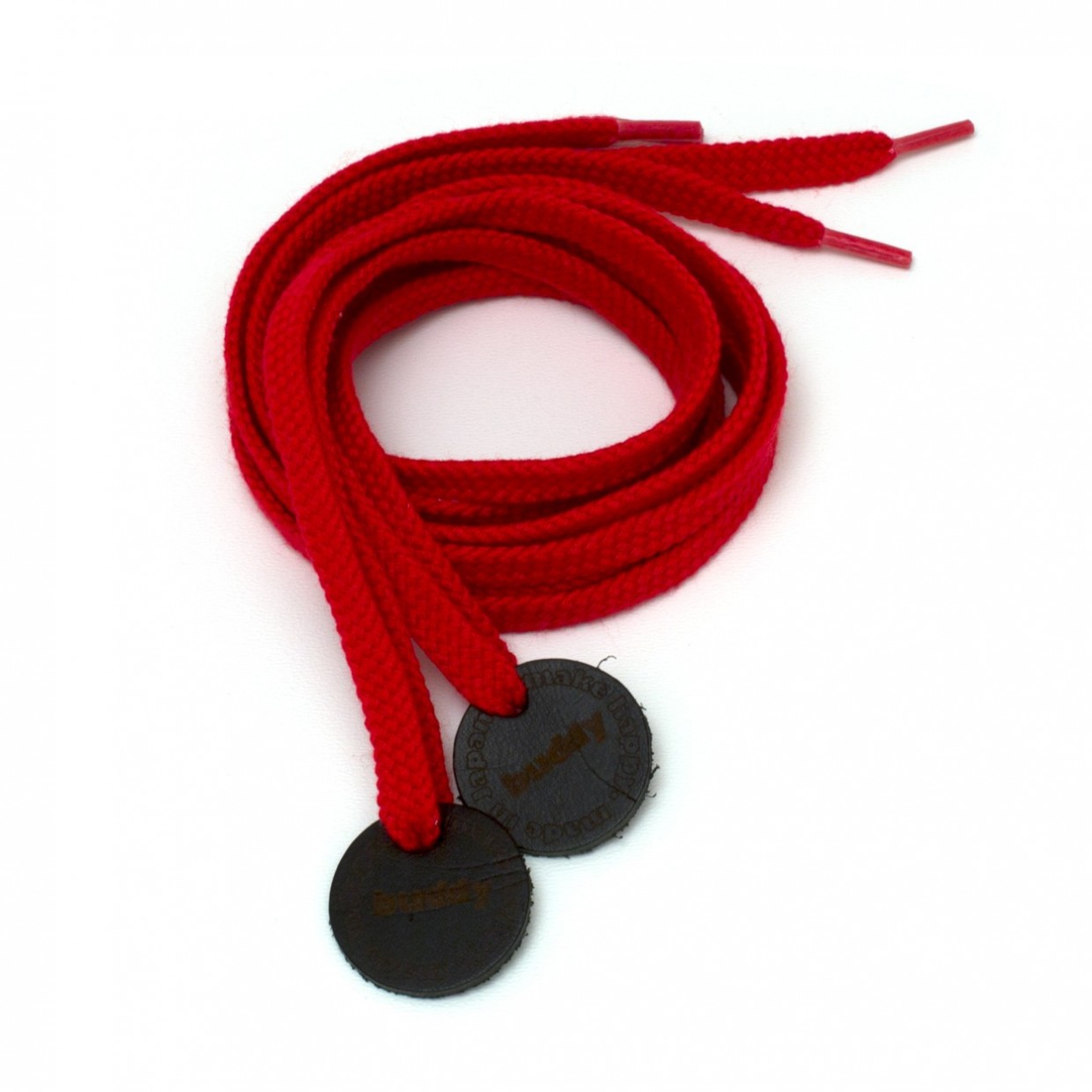Shoelaces Red with Leather patch buddy Natural