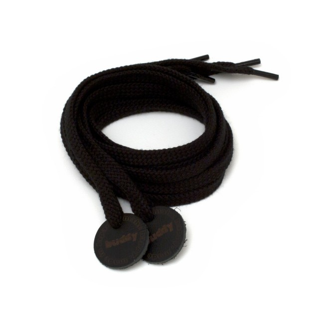 Shoelaces Black with Leather patch 130 cm : 51"