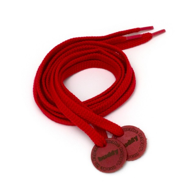 Shoelaces Red with Leather patch 130 cm : 51"