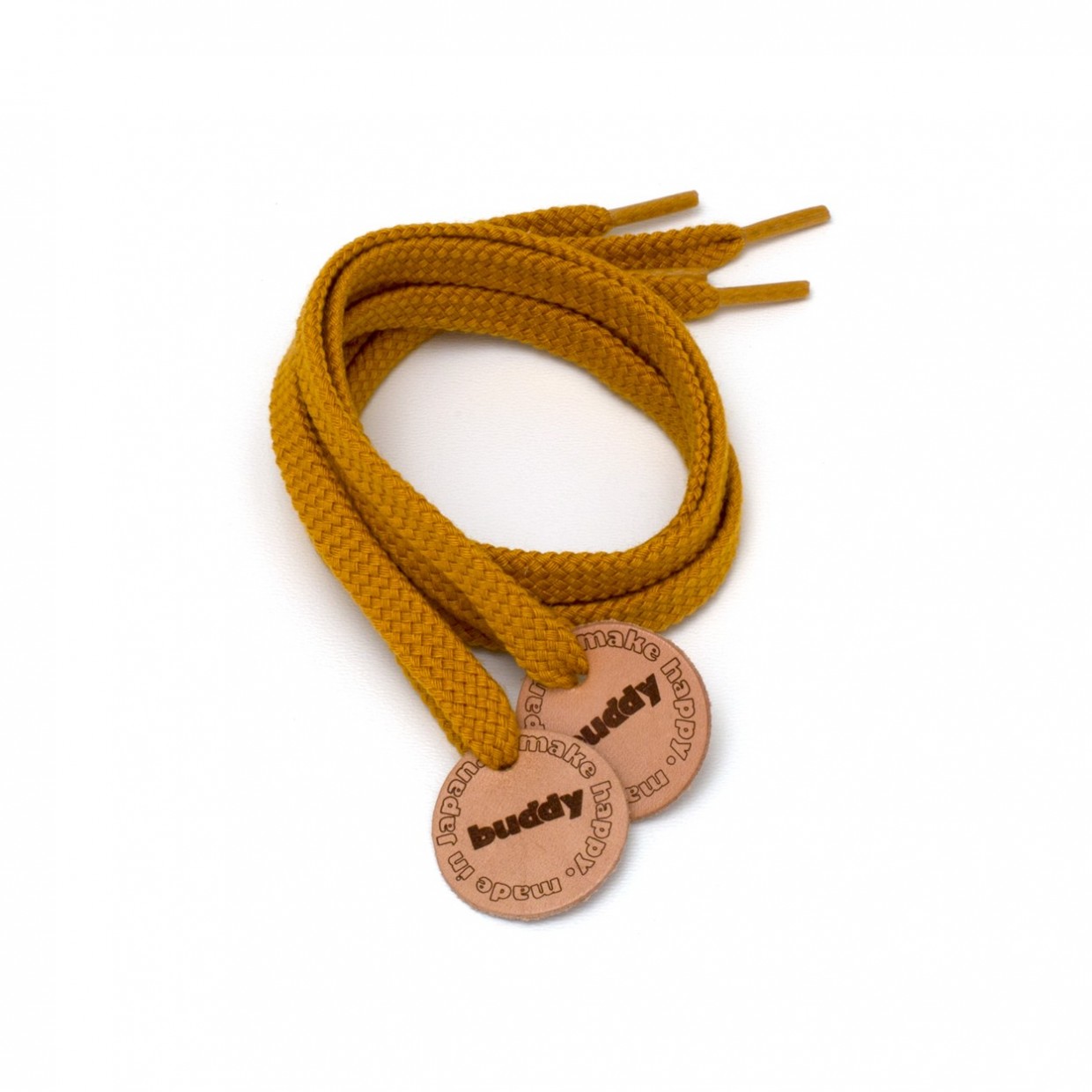 Shoelaces Mustard with Leather patch 78 cm : 31 "