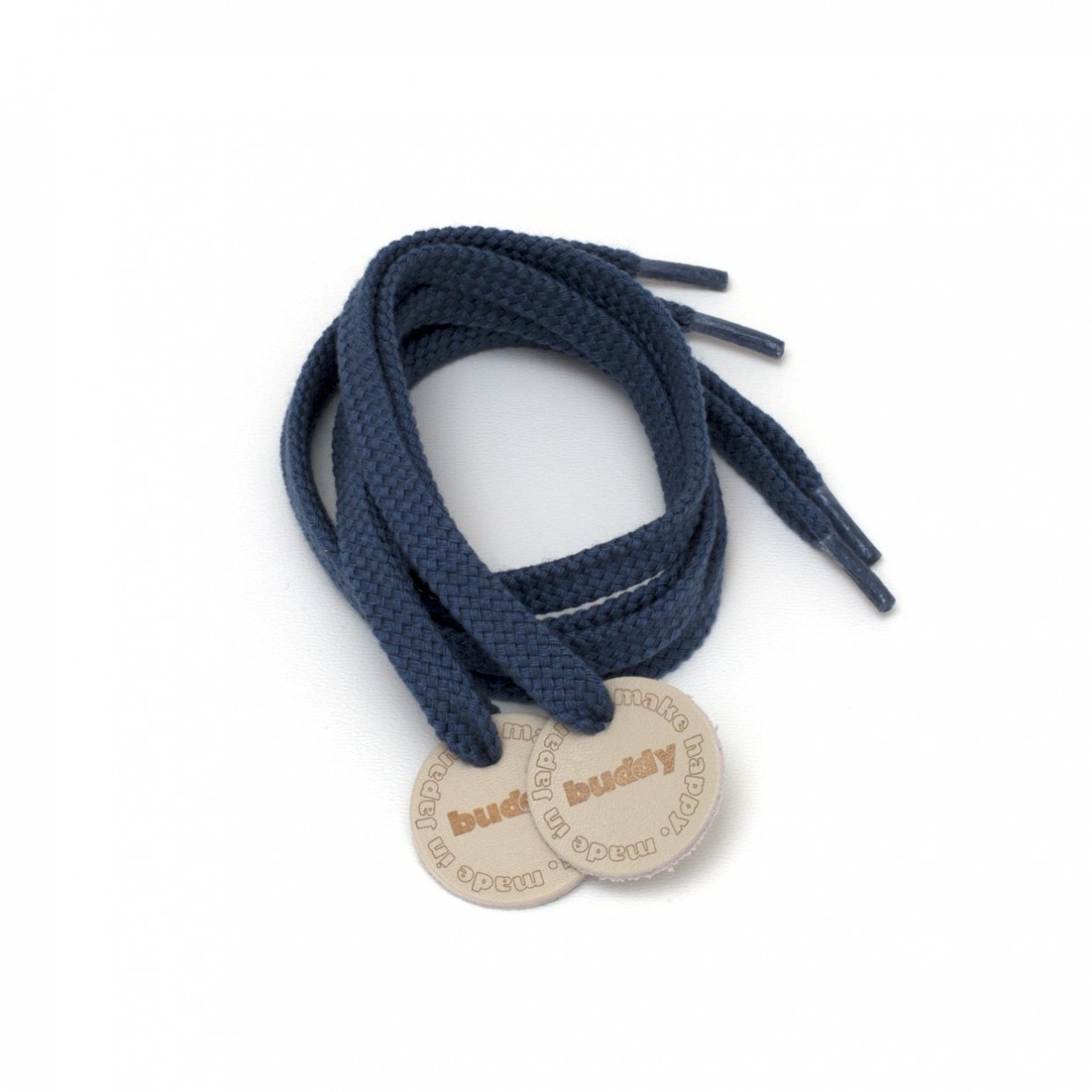 Shoelaces Navy with Leather patch 78 cm : 31 "