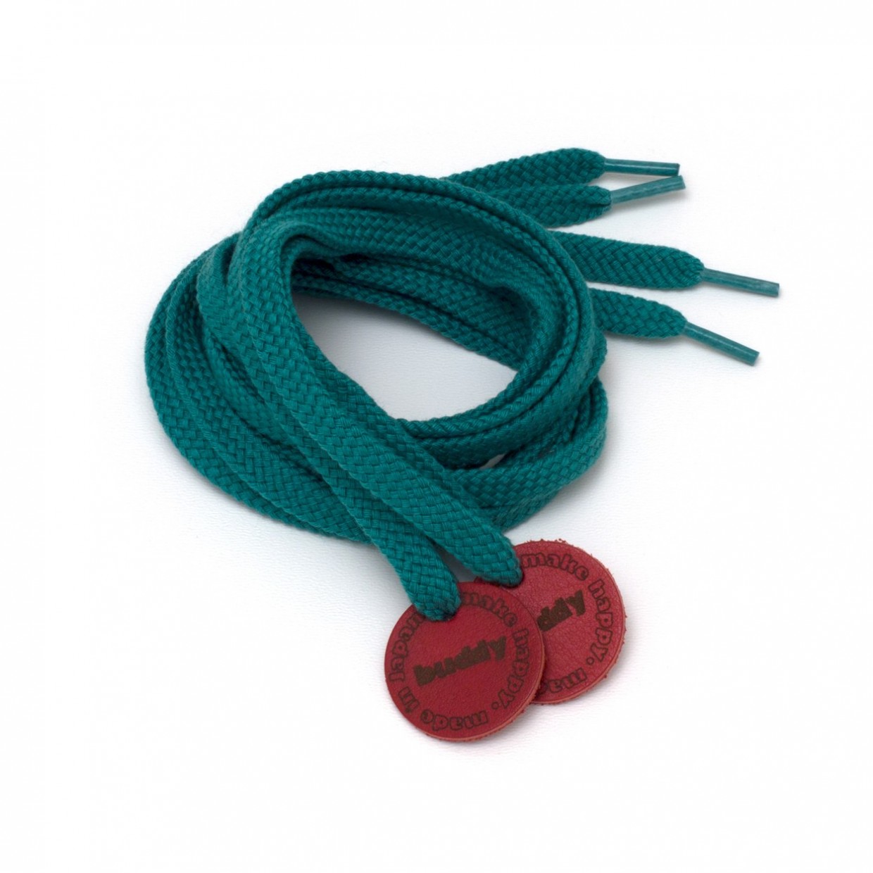 Shoelaces Green with Leather patch 130 cm : 51"