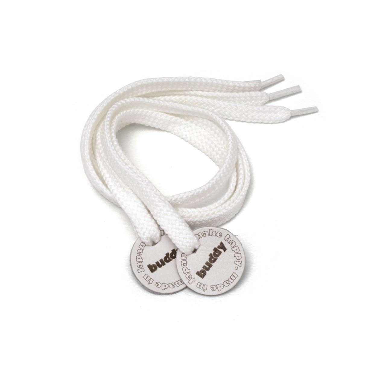 Shoelaces White with Leather patch