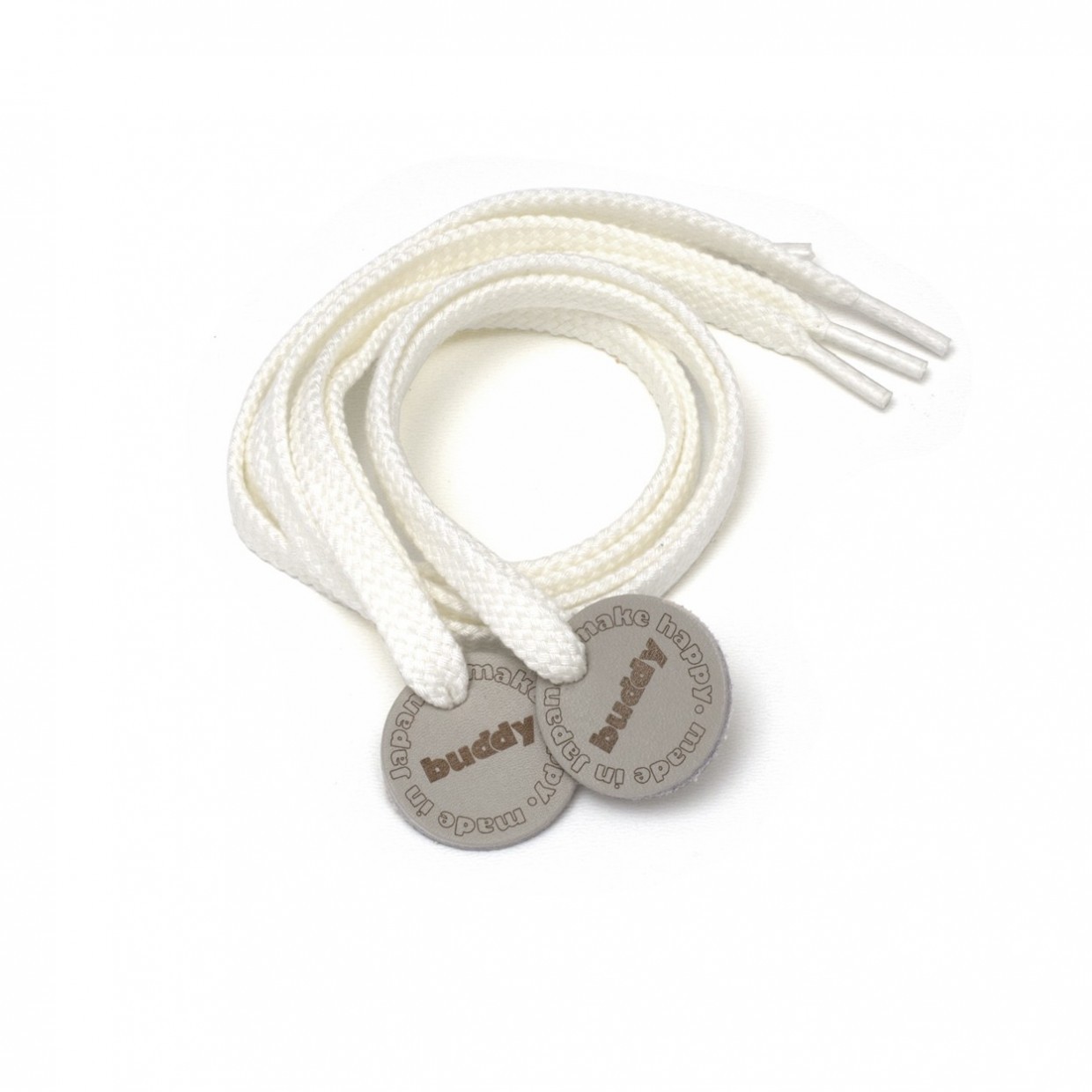 Shoelaces White with Leather patch