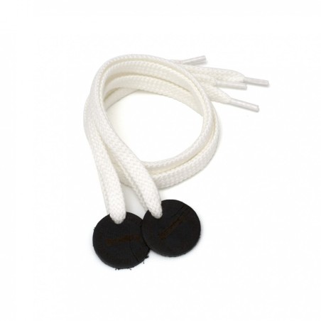 Shoelaces White with Leather patch