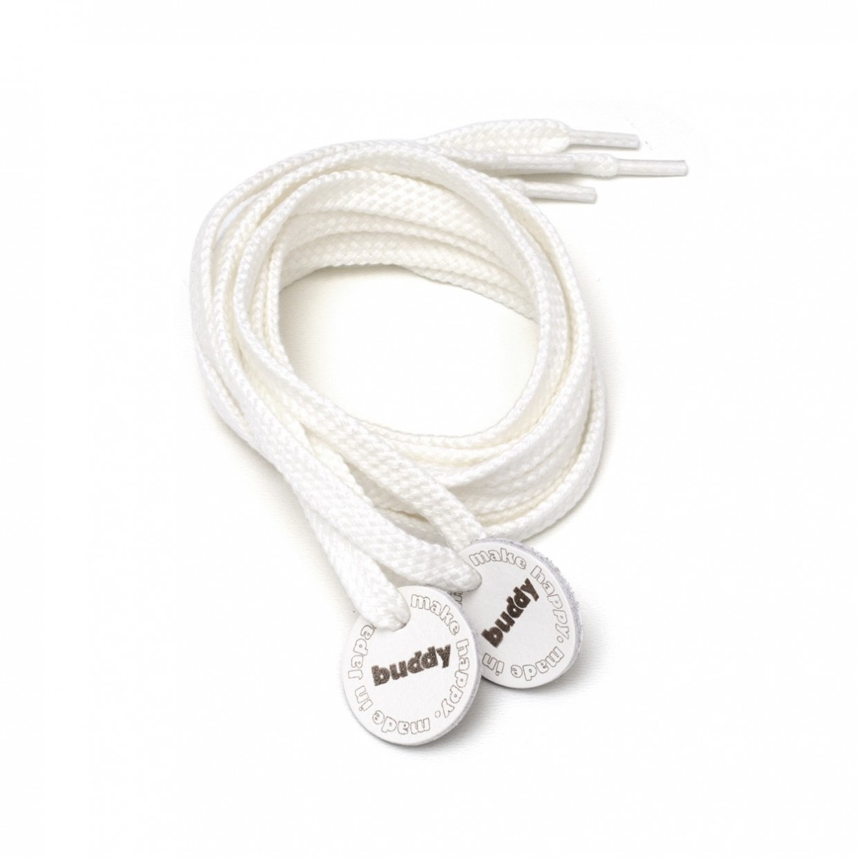 Shoelaces White with Leather patch