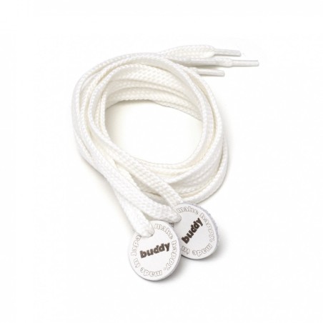 Shoelaces White with Leather patch