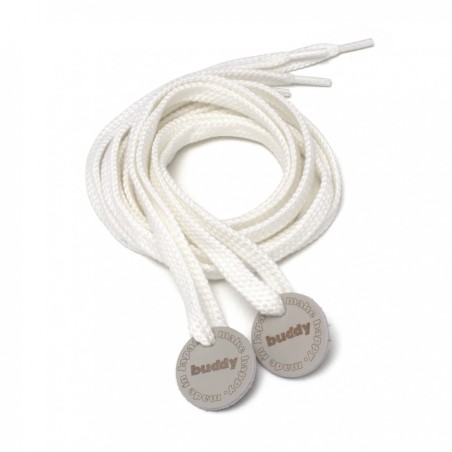 Shoelaces White with Leather patch