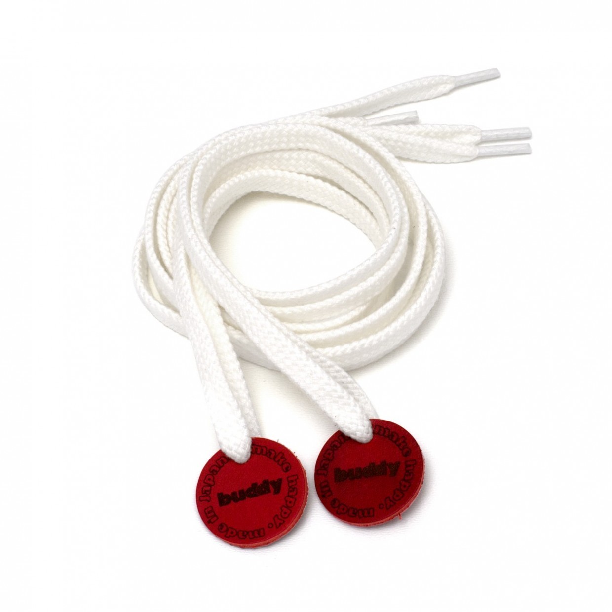 Shoelaces White with Leather patch