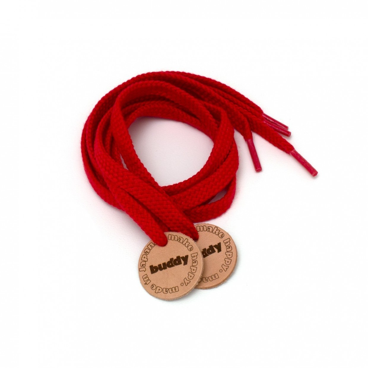 Shoelaces Red with Leather patch