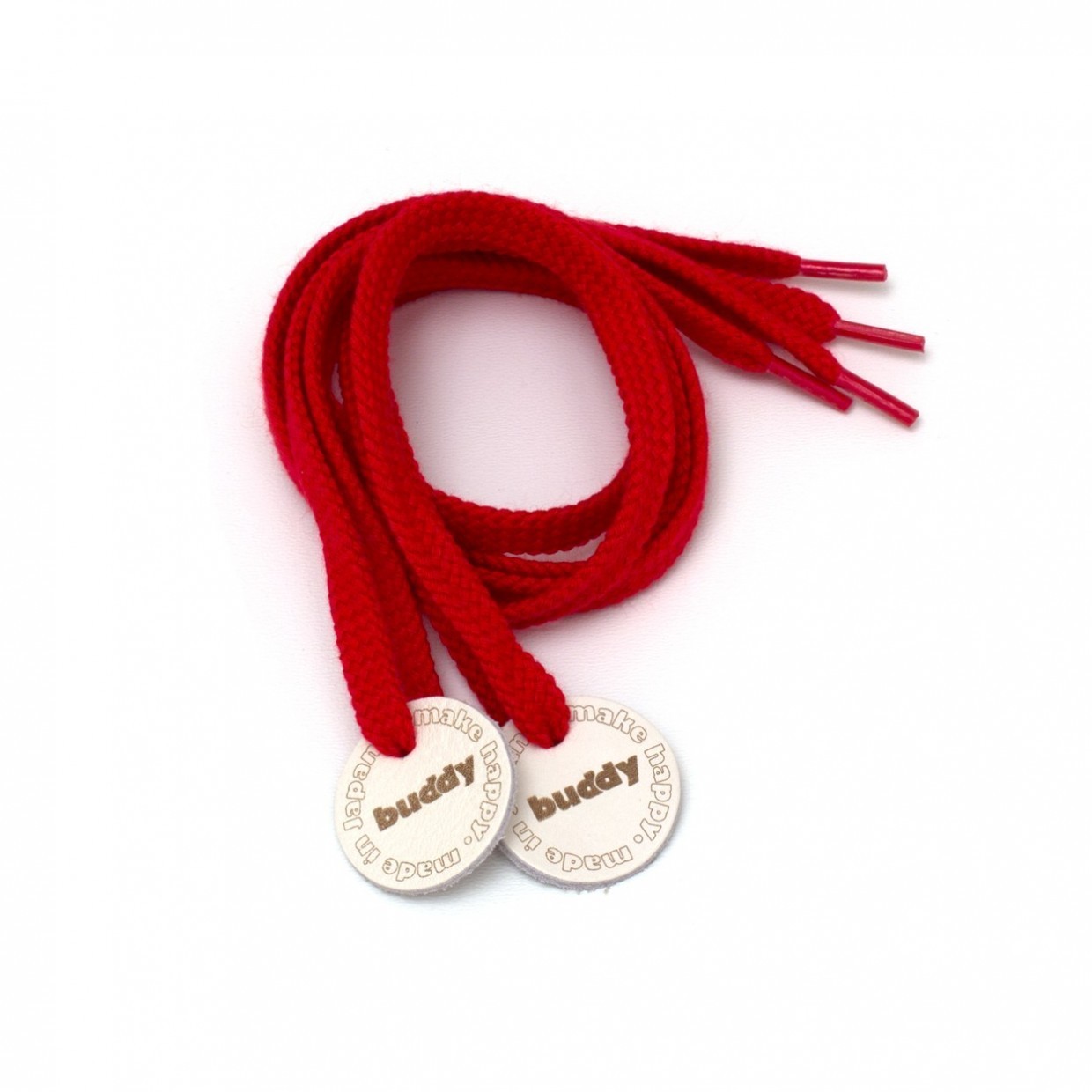 Shoelaces Red with Leather patch