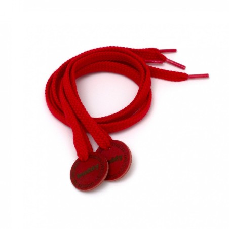 Shoelaces Red with Leather patch