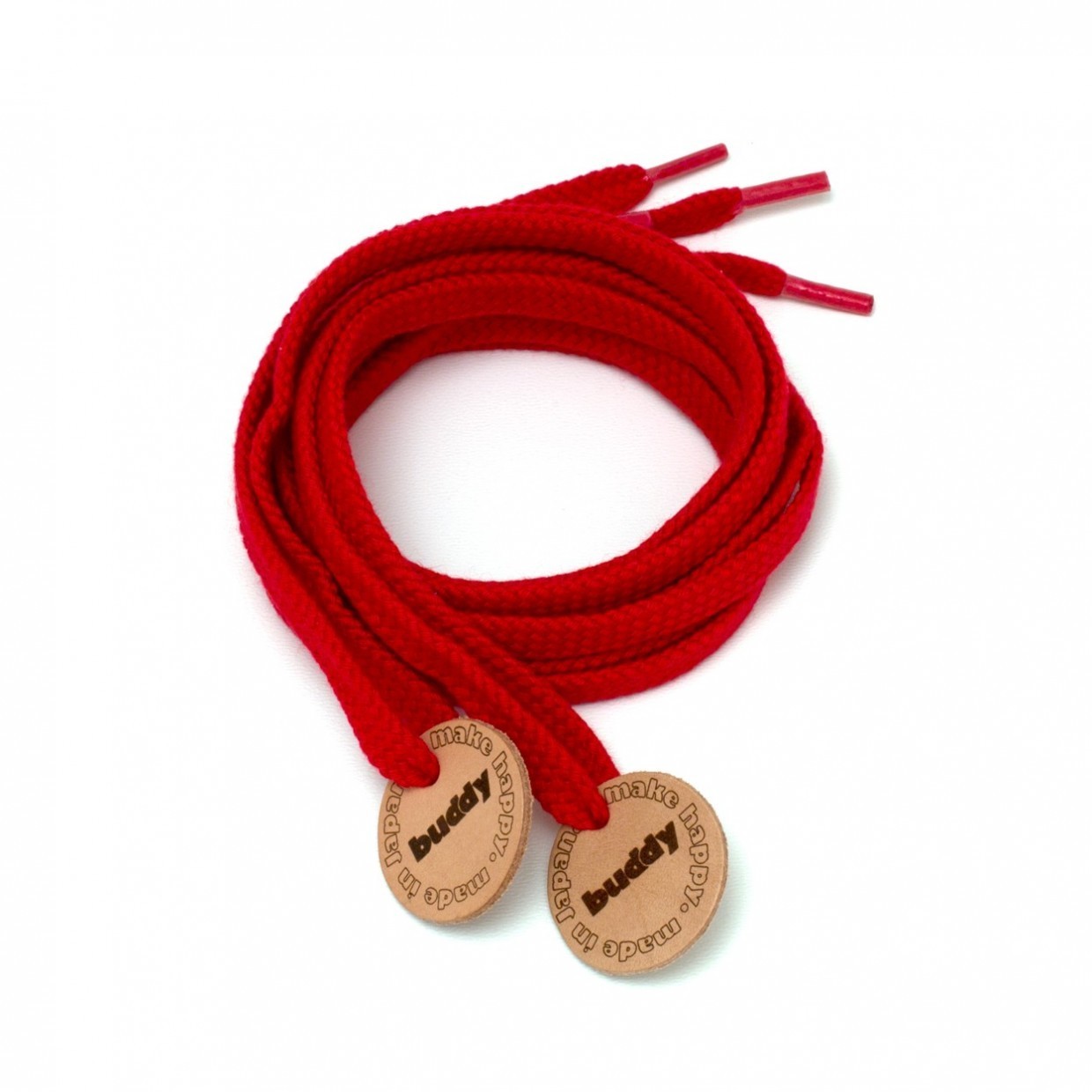 Shoelaces Red with Leather patch