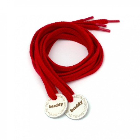 Shoelaces Red with Leather patch