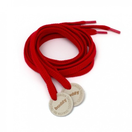 Shoelaces Red with Leather patch