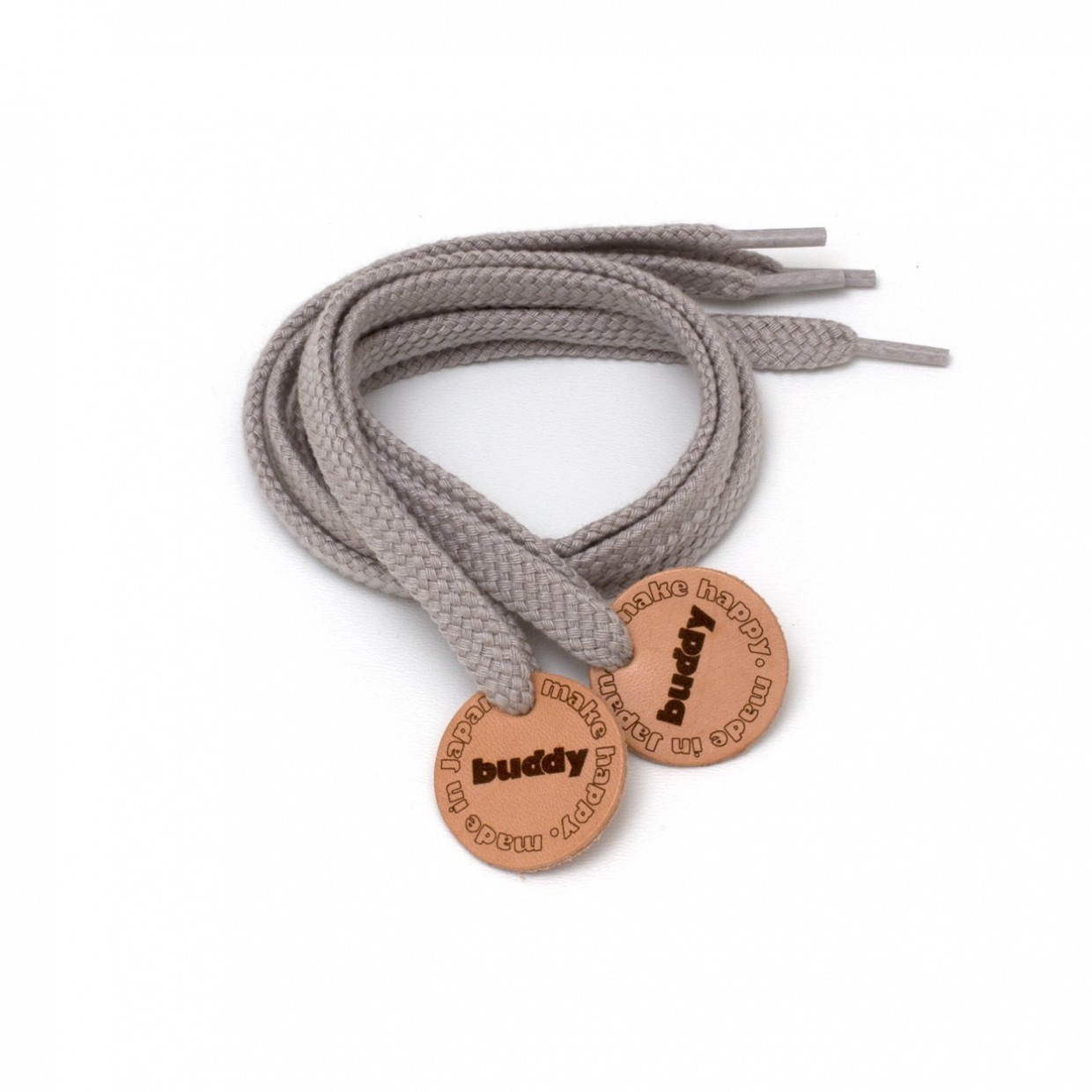 Shoelaces Grey with Leather patch