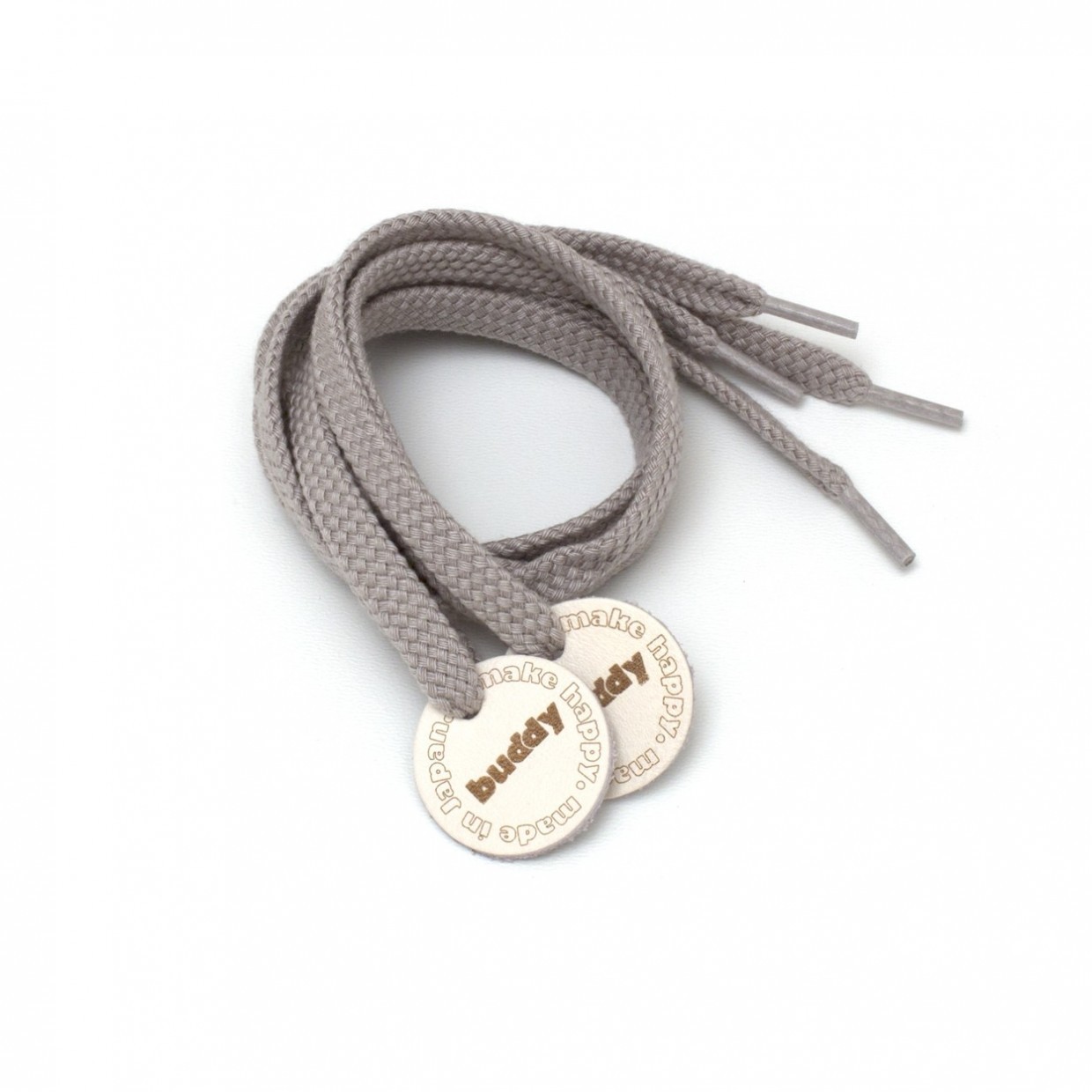 Shoelaces Grey with Leather patch