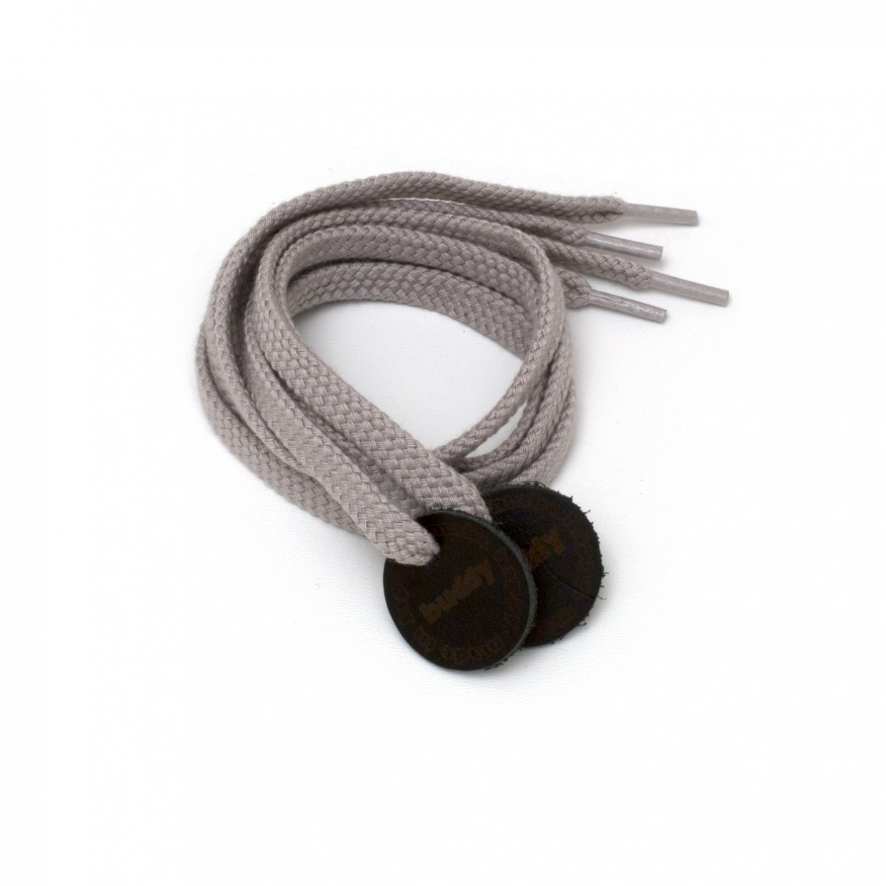 Shoelaces Grey with Leather patch