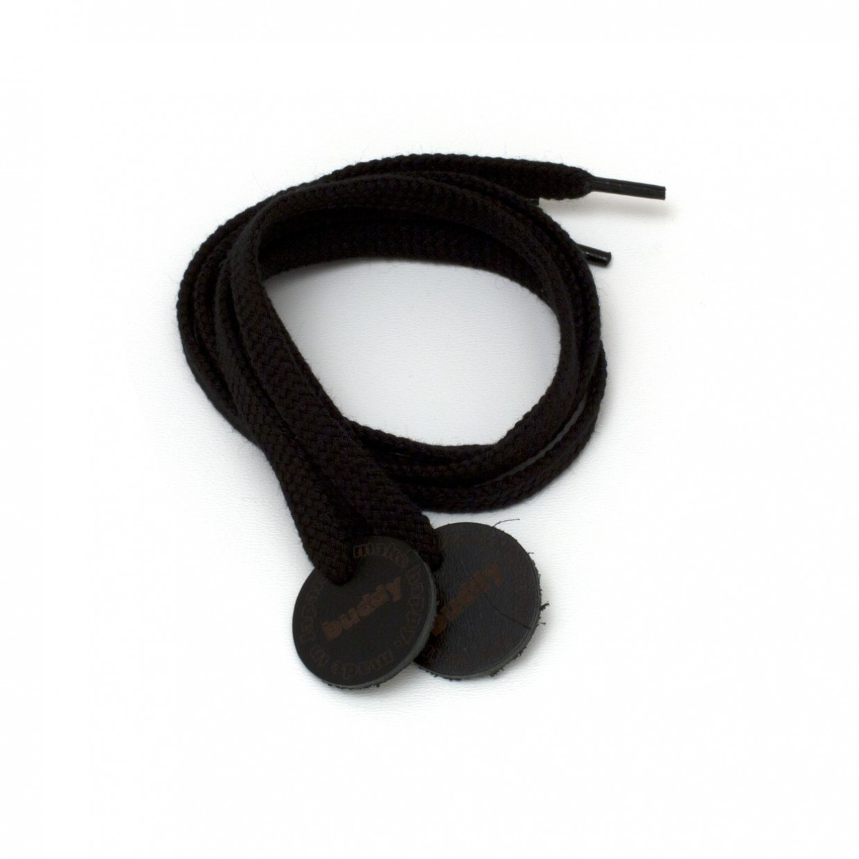 Shoelaces Black with Leather patch