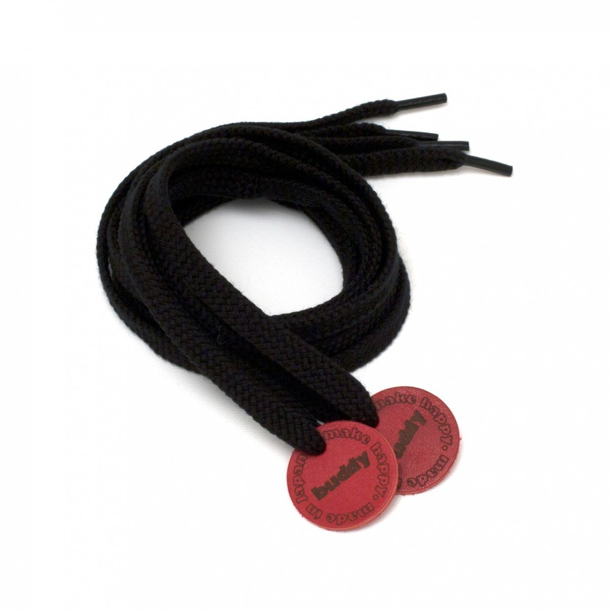 Shoelaces Black with Leather patch