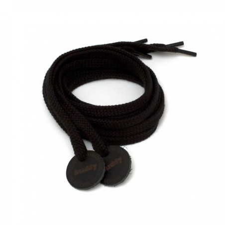 Shoelaces Black with Leather patch