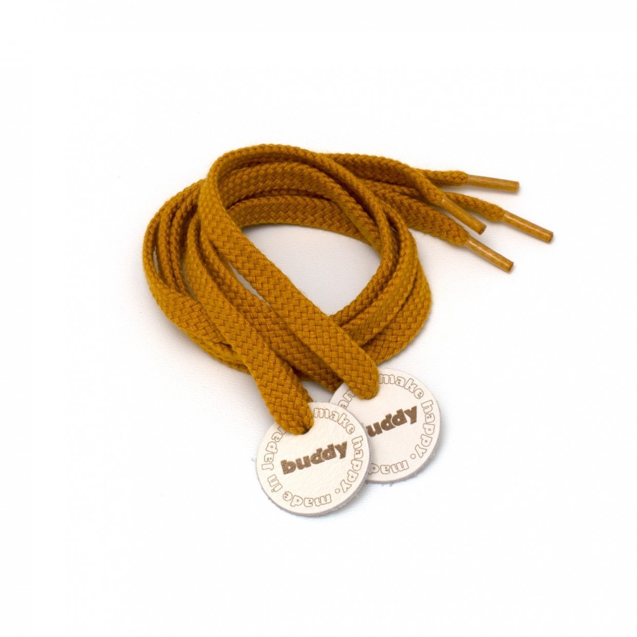 Shoelaces Mastard with Leather patch