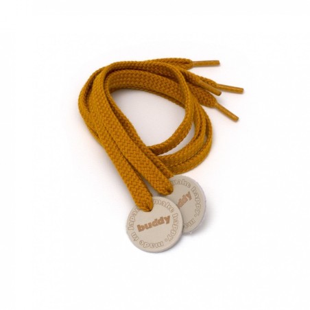 Shoelaces Mastard with Leather patch