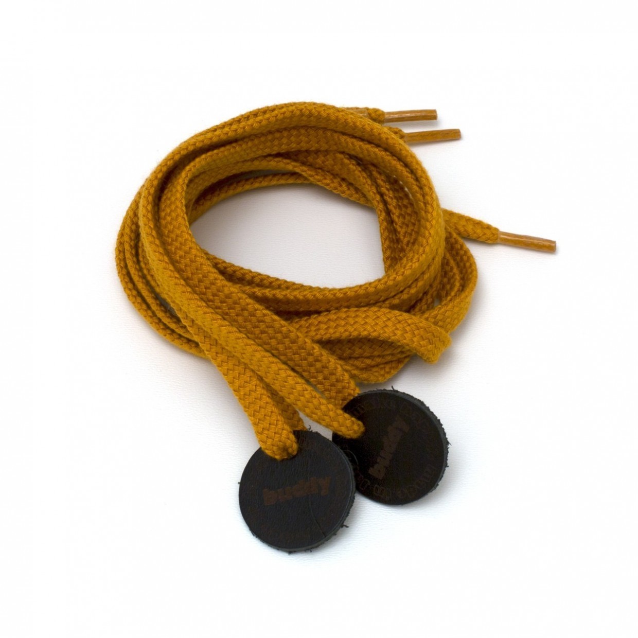 Shoelaces Mastard with Leather patch