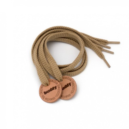 Shoelaces Camel with Leather patch