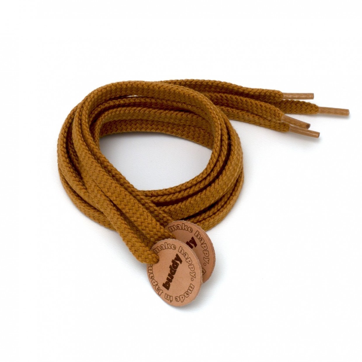 Shoelaces Camel with Leather patch