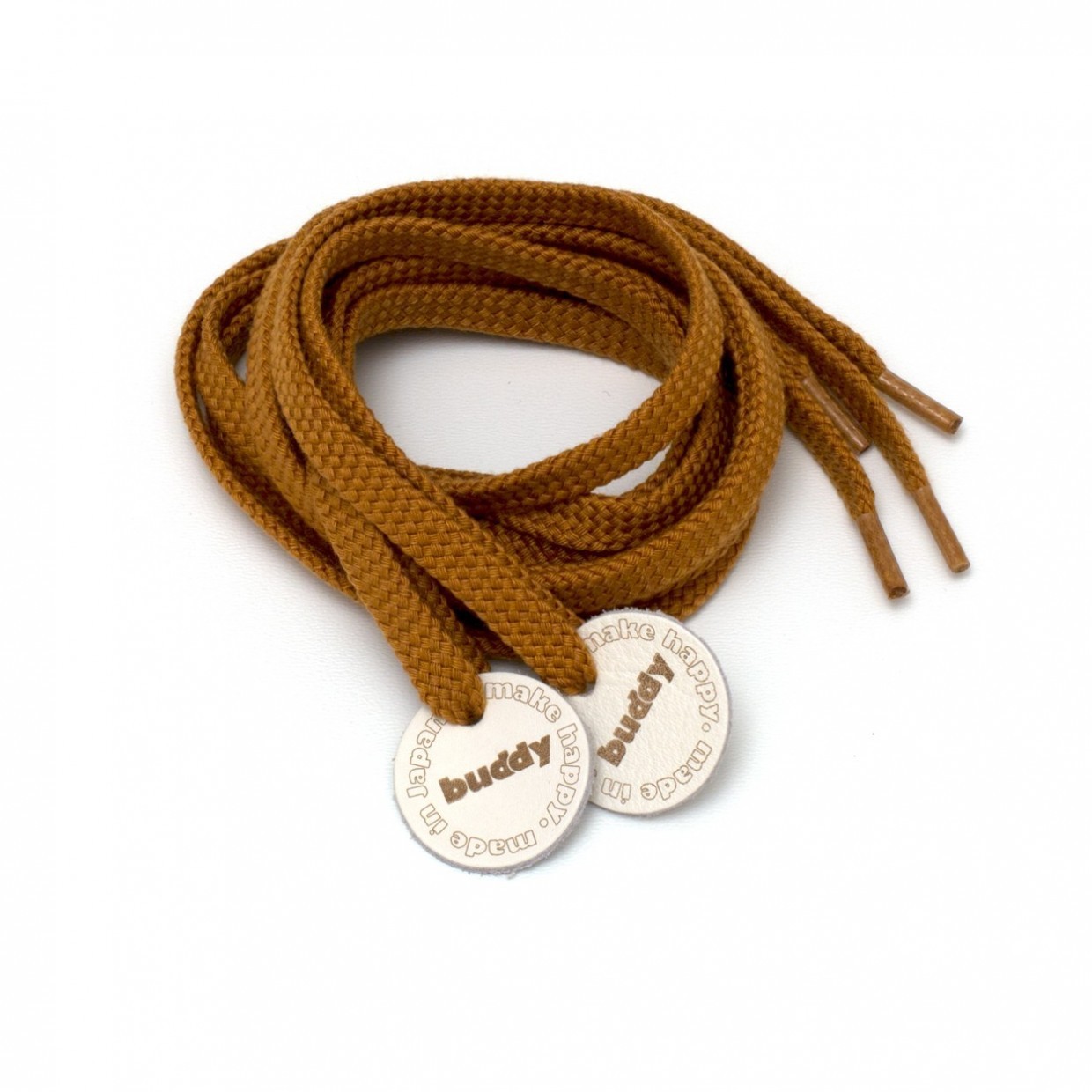 Shoelaces Camel with Leather patch