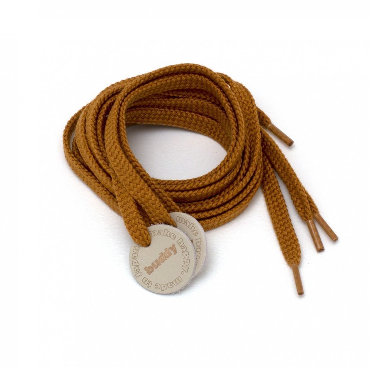 Shoelaces Camel with Leather patch