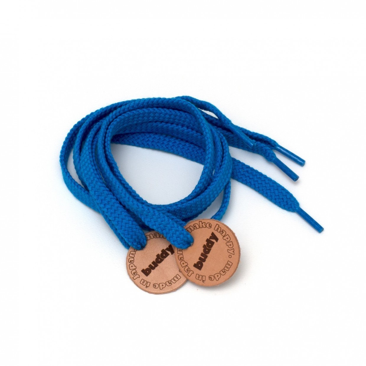 Shoelaces Blue with Leather patch