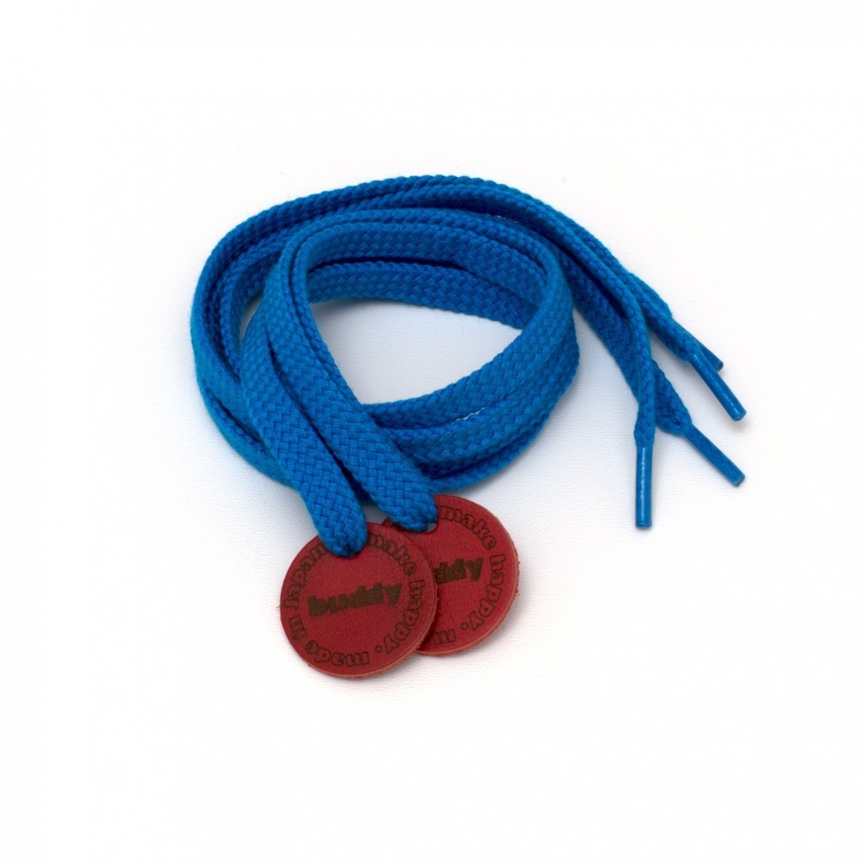 Shoelaces Blue with Leather patch