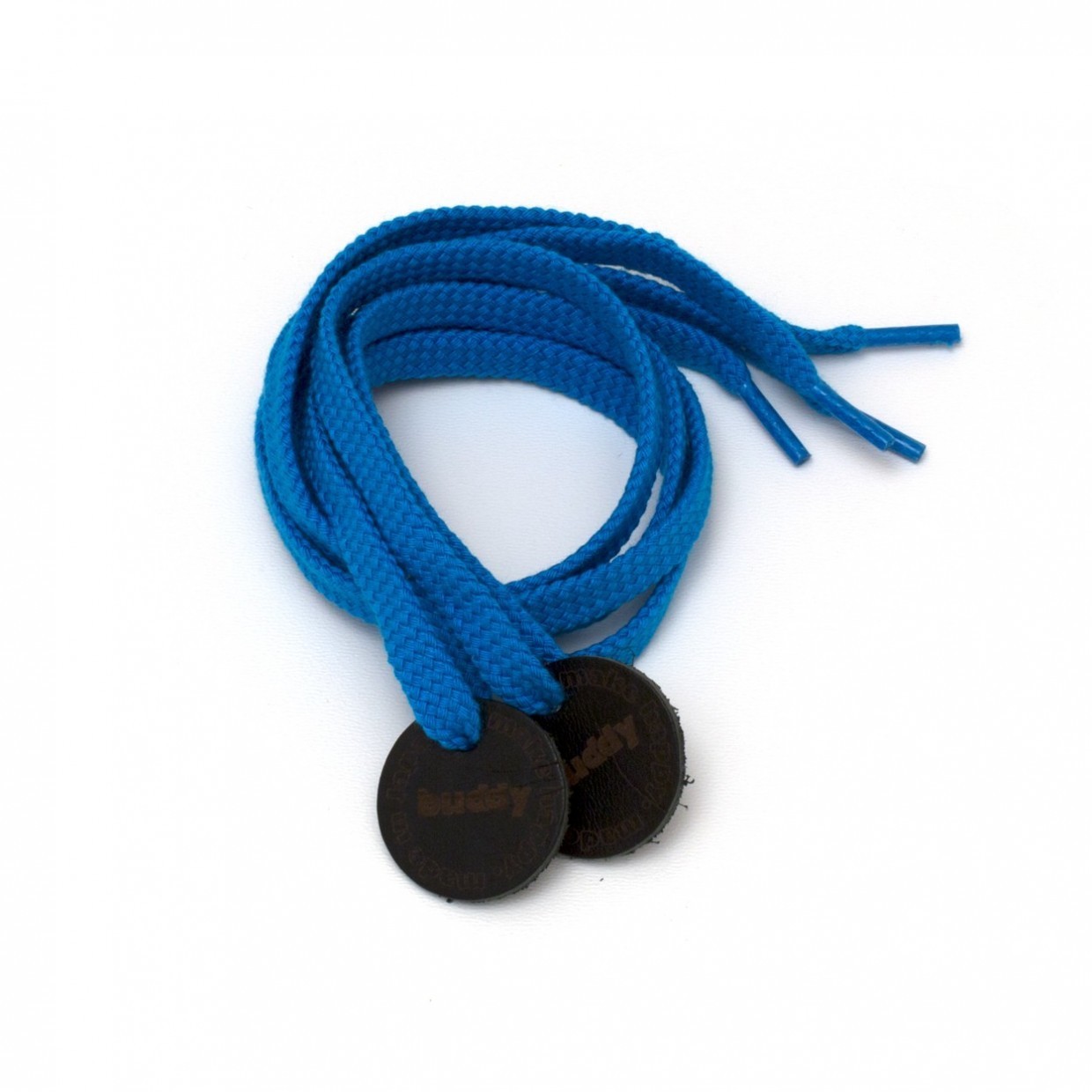 Shoelaces Blue with Leather patch