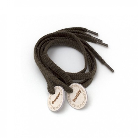 Shoelaces Olive with Leather patch