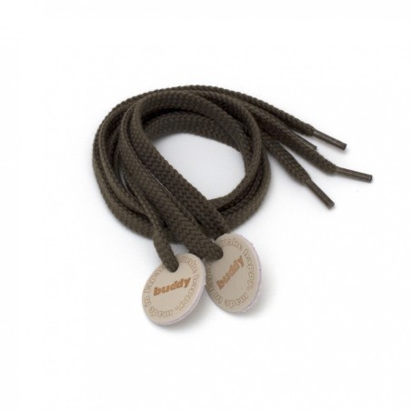 Shoelaces Olive with Leather patch