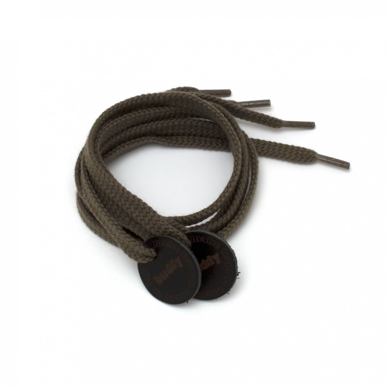 Shoelaces Olive with Leather patch