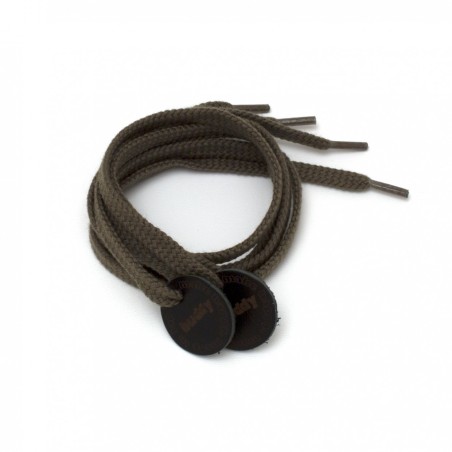 Shoelaces Olive with Leather patch