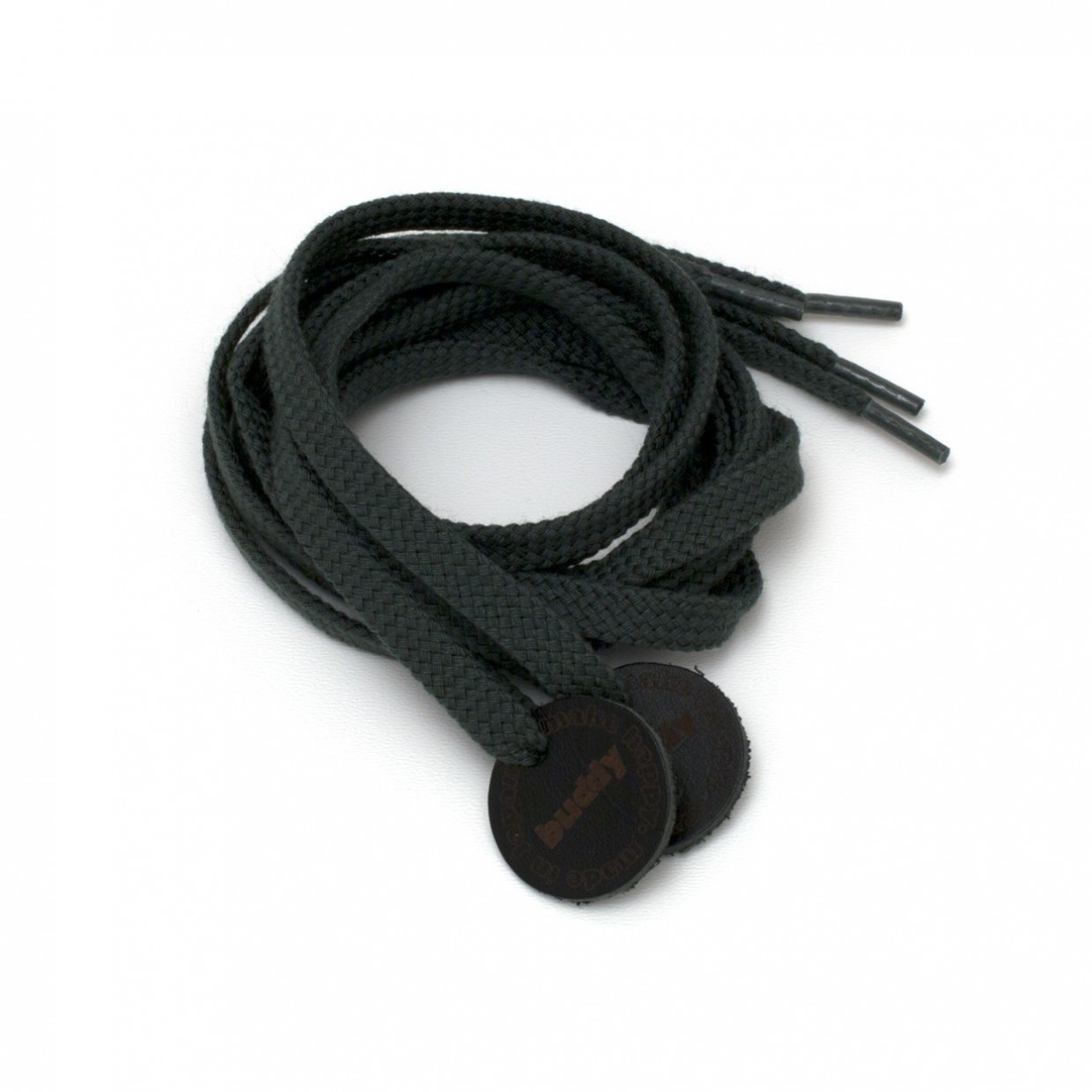 Shoelaces Olive with Leather patch