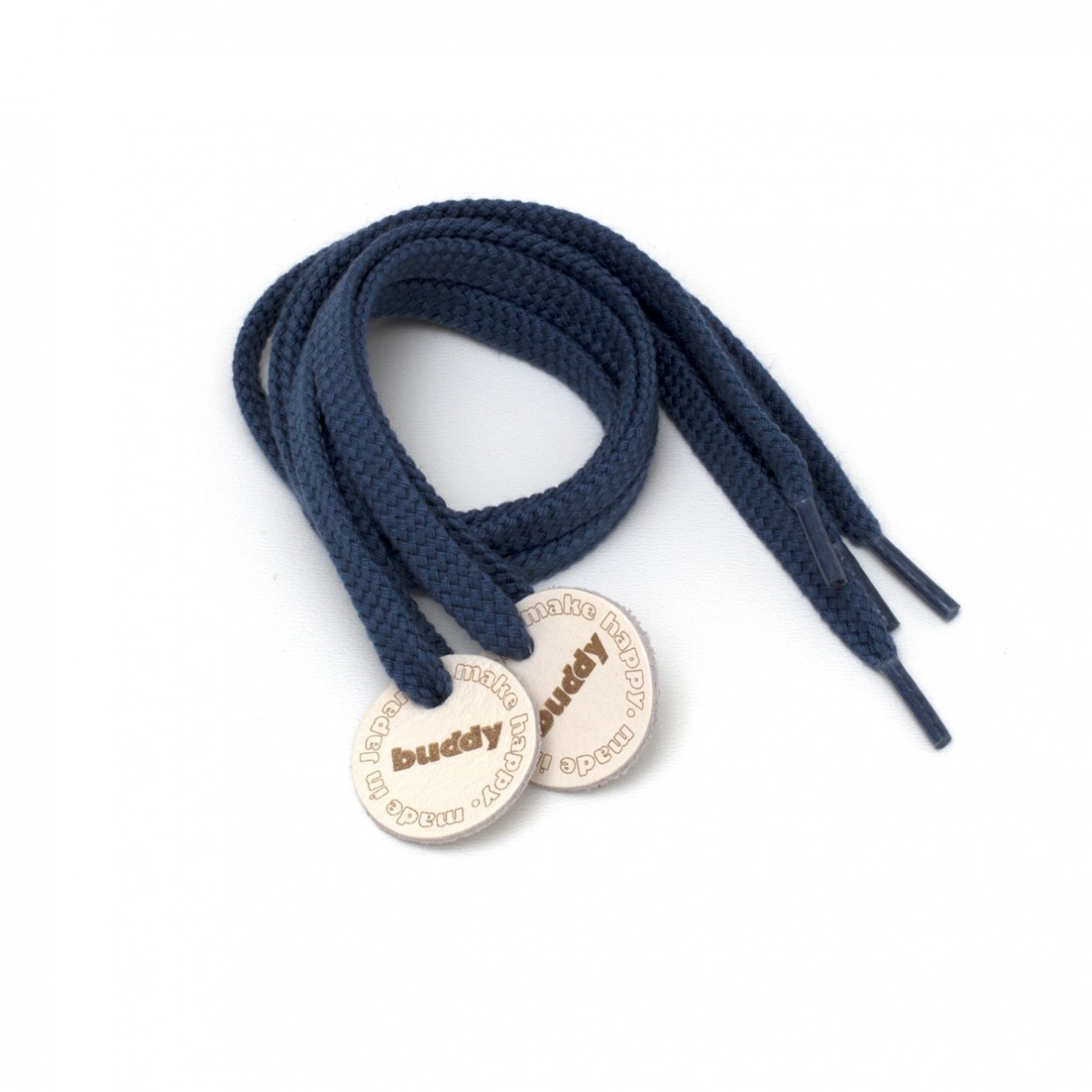 Shoelaces Navy with Leather patch