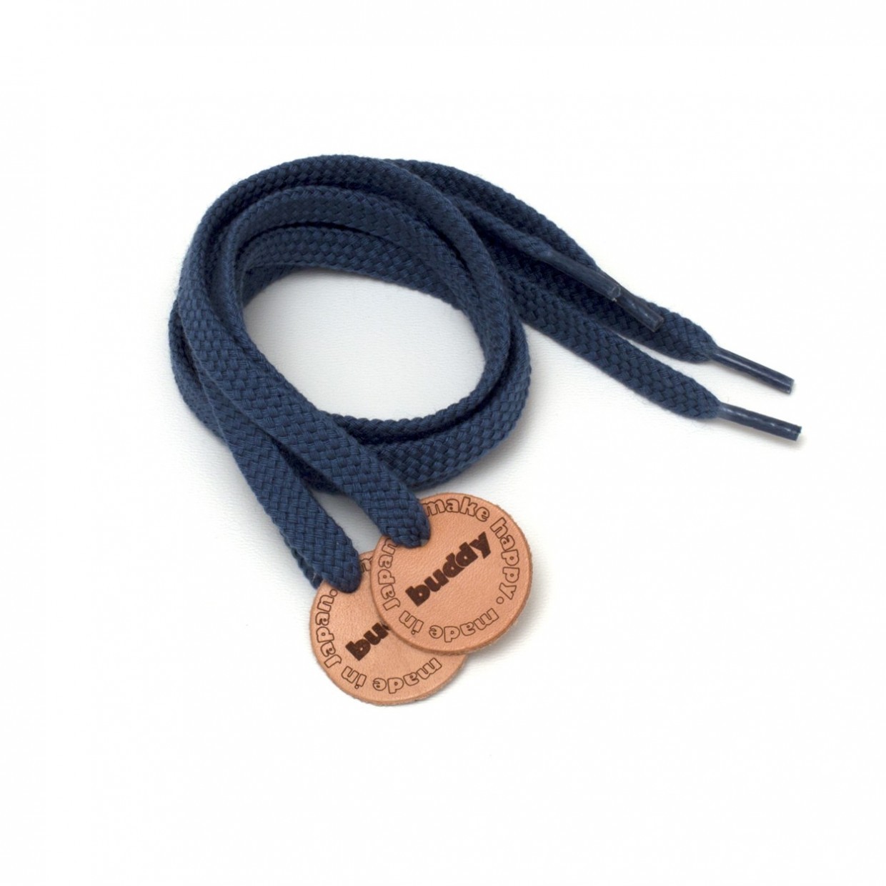 Shoelaces Navy with Leather patch