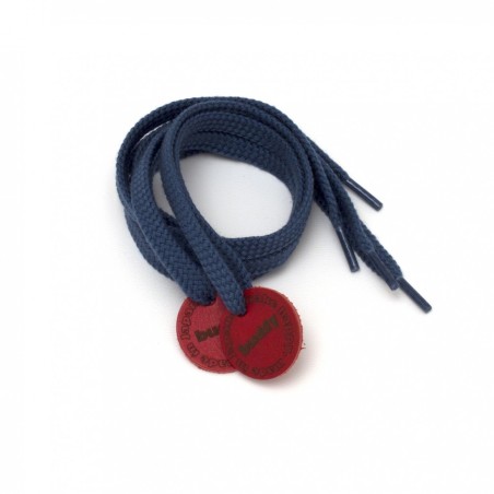 Shoelaces Navy with Leather patch