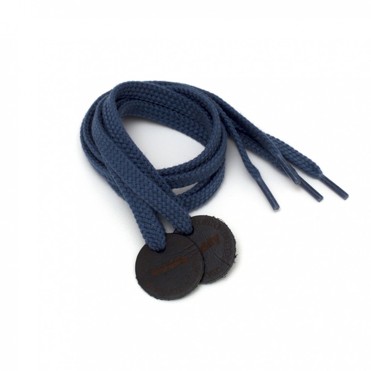 Shoelaces Navy with Leather patch