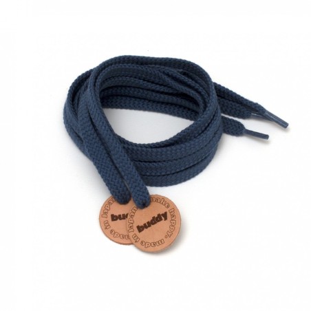 Shoelaces Navy with Leather patch