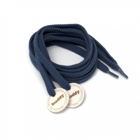 Shoelaces Navy with Leather patch