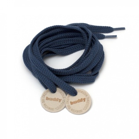 Shoelaces Navy with Leather patch