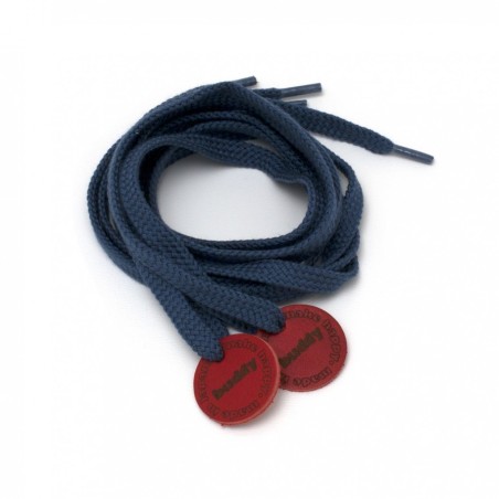 Shoelaces Navy with Leather patch