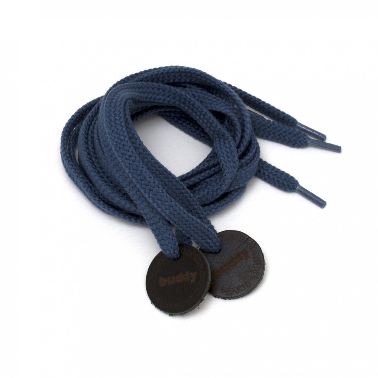 Shoelaces Navy with Leather patch